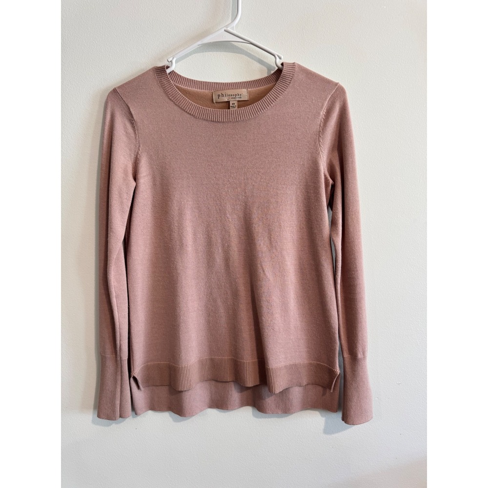 Philosophy Republic Clothing Crewneck Sweater Womens XS Mauve Gold Cuff Buttons